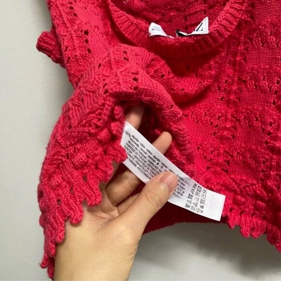 Zara Pointelle Knit Crop Top L - Picture 2 of 3